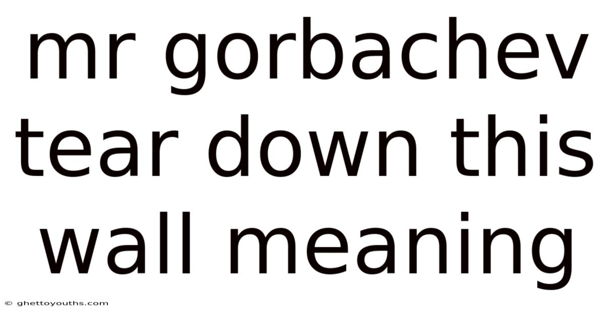 Mr Gorbachev Tear Down This Wall Meaning