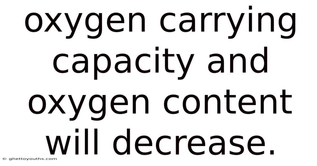 Oxygen Carrying Capacity And Oxygen Content Will Decrease.