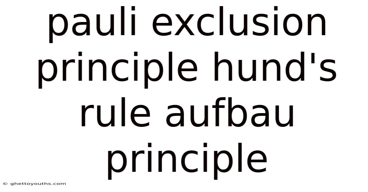 Pauli Exclusion Principle Hund's Rule Aufbau Principle