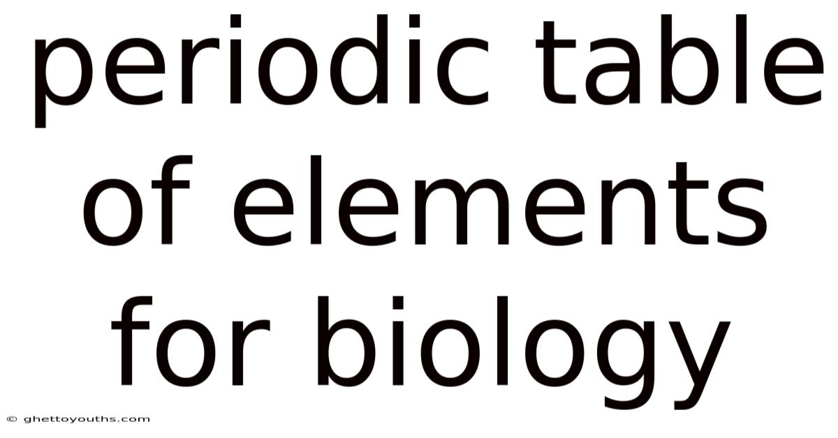 Periodic Table Of Elements For Biology
