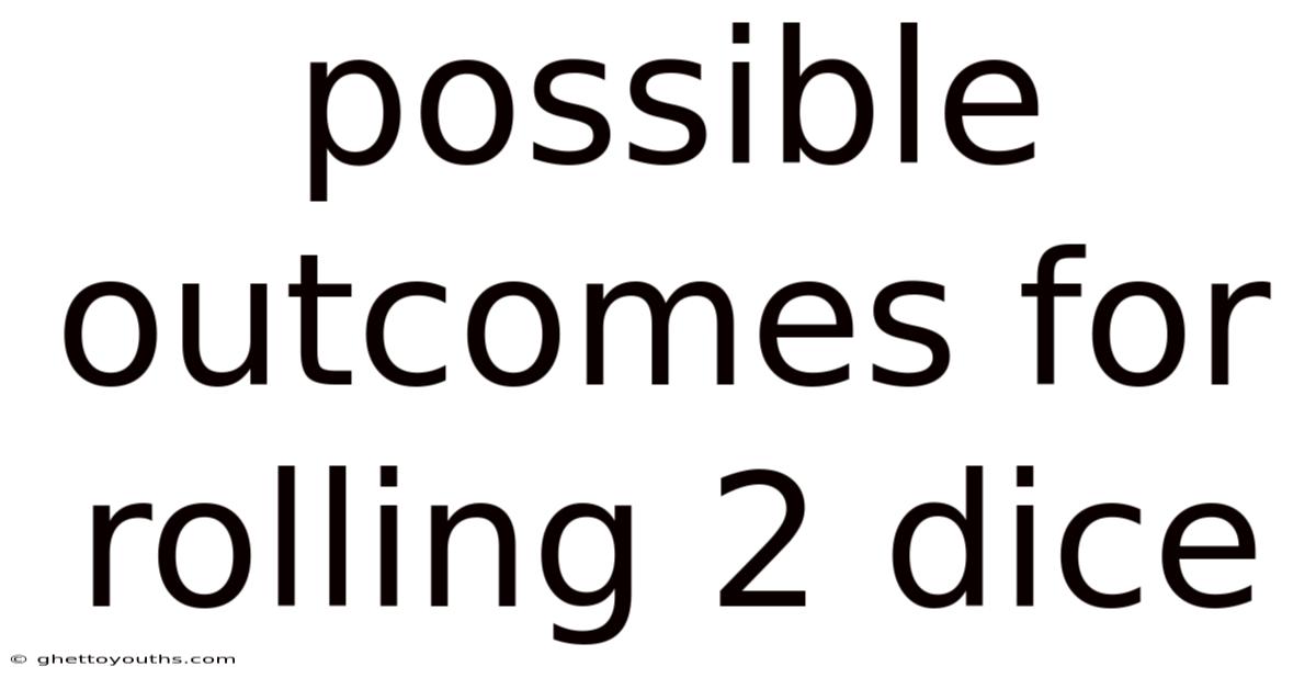 Possible Outcomes For Rolling 2 Dice