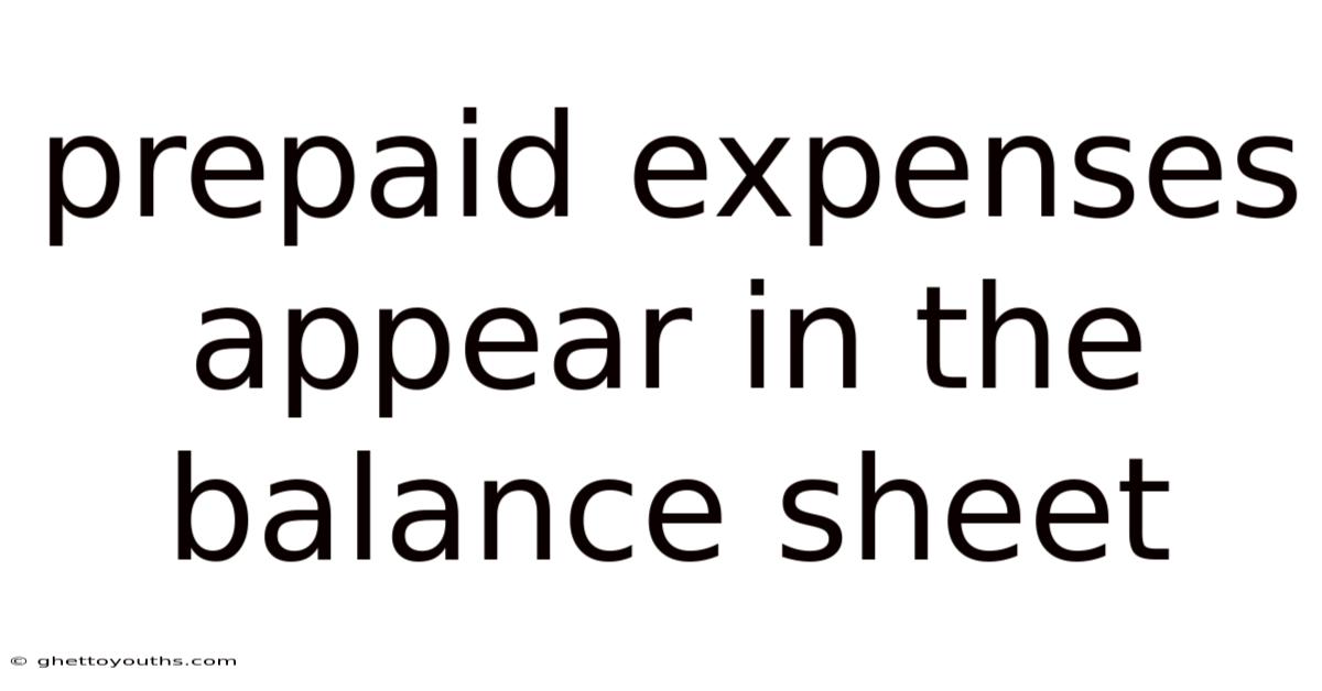 Prepaid Expenses Appear In The Balance Sheet