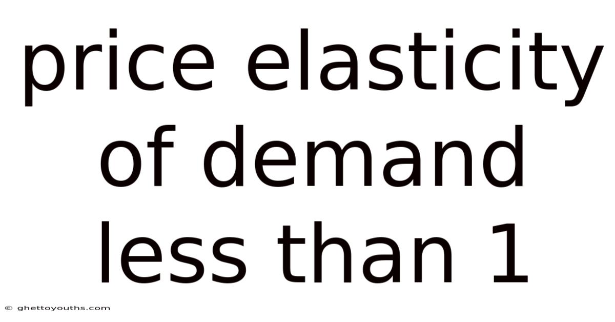 Price Elasticity Of Demand Less Than 1