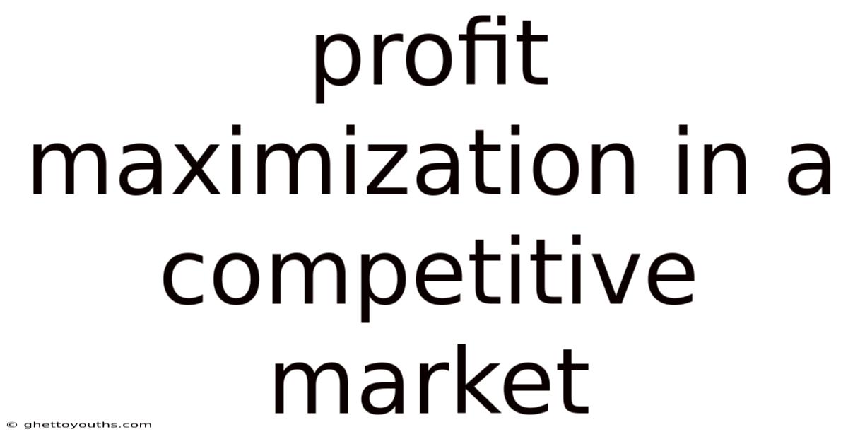 Profit Maximization In A Competitive Market