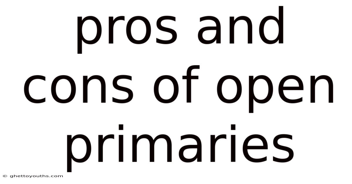 Pros And Cons Of Open Primaries