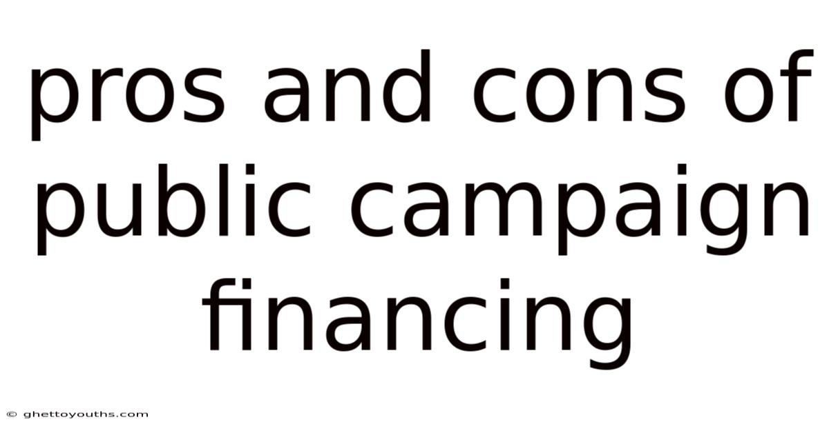 Pros And Cons Of Public Campaign Financing