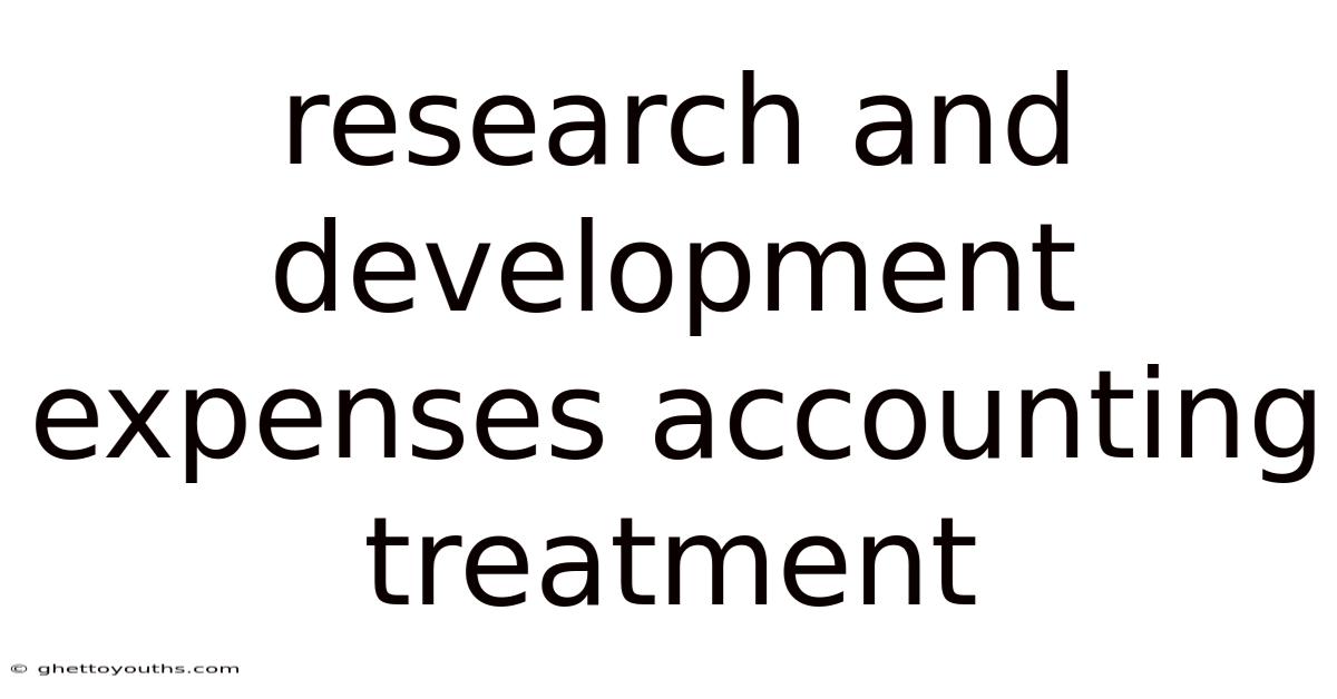 Research And Development Expenses Accounting Treatment
