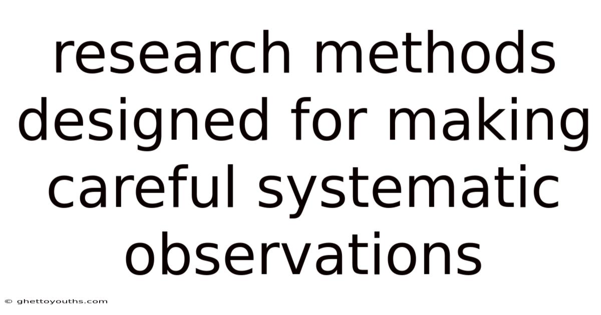 Research Methods Designed For Making Careful Systematic Observations