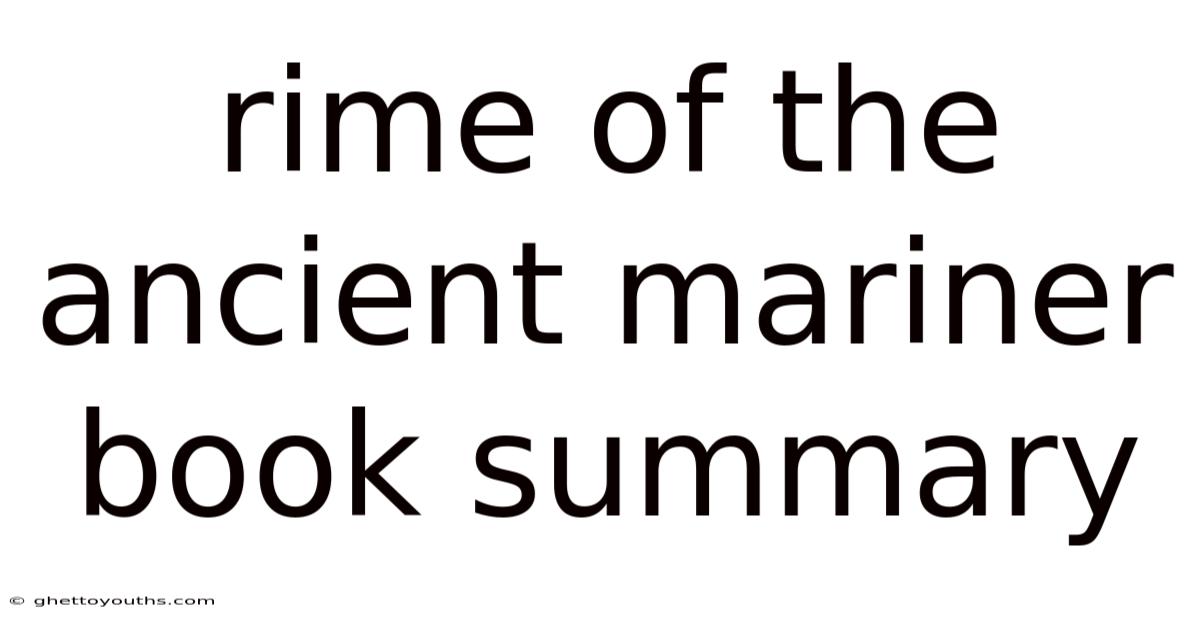 Rime Of The Ancient Mariner Book Summary
