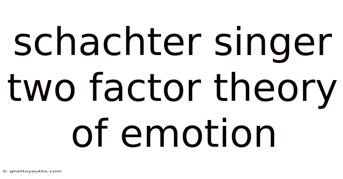 Schachter Singer Two Factor Theory Of Emotion