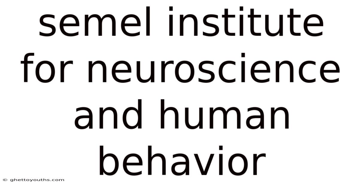 Semel Institute For Neuroscience And Human Behavior