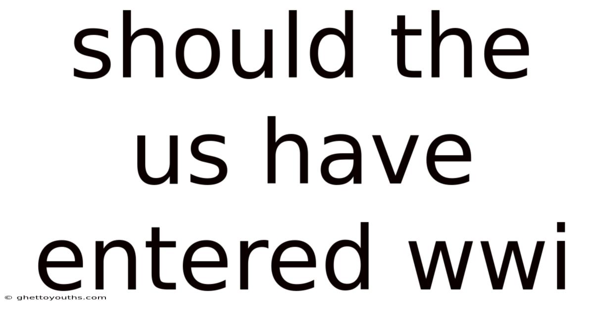 Should The Us Have Entered Wwi