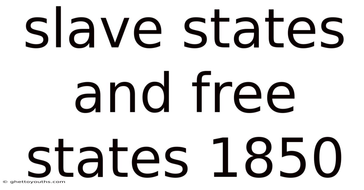 Slave States And Free States 1850