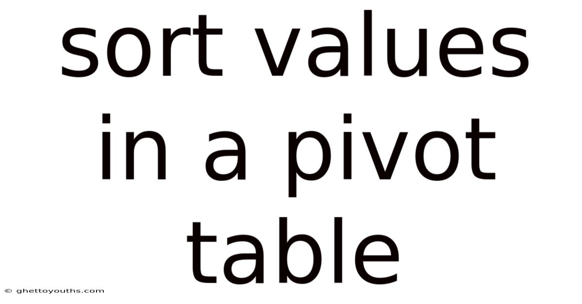 Sort Values In A Pivot Table
