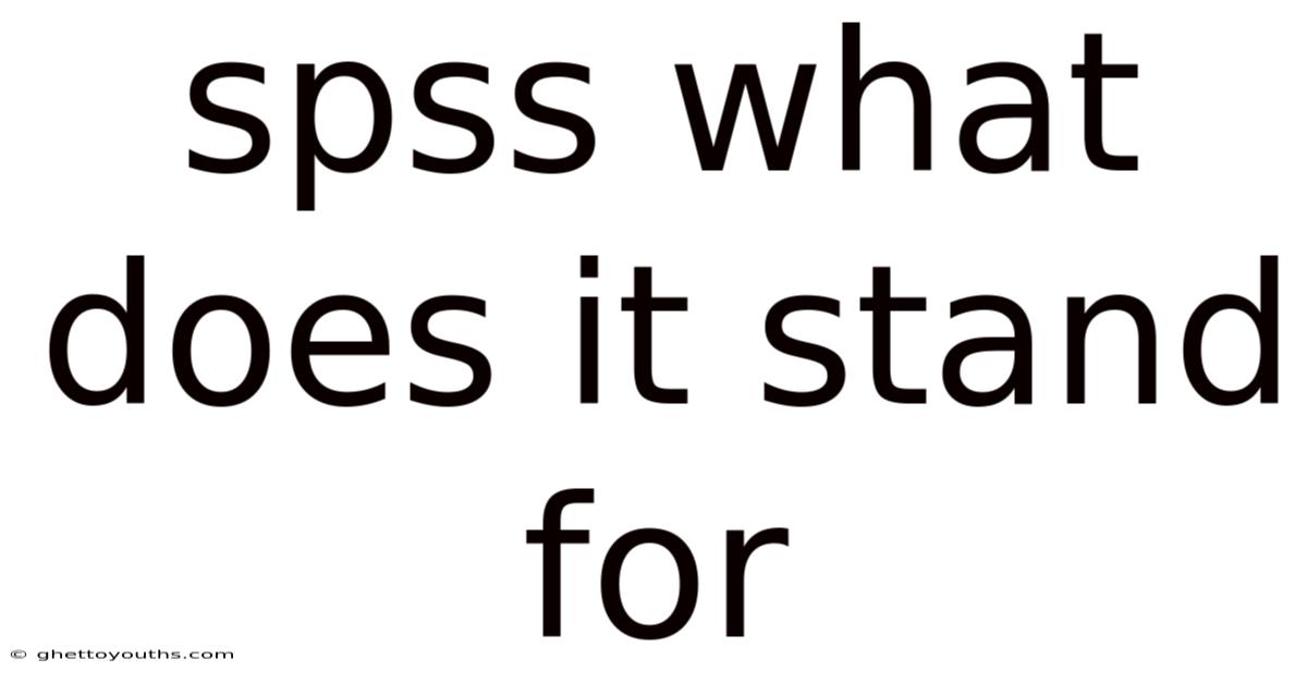 Spss What Does It Stand For