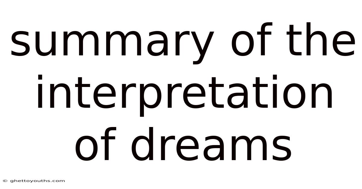 Summary Of The Interpretation Of Dreams