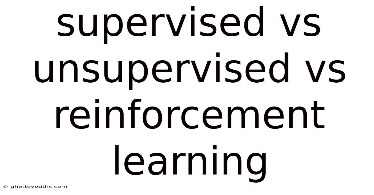 Supervised Vs Unsupervised Vs Reinforcement Learning