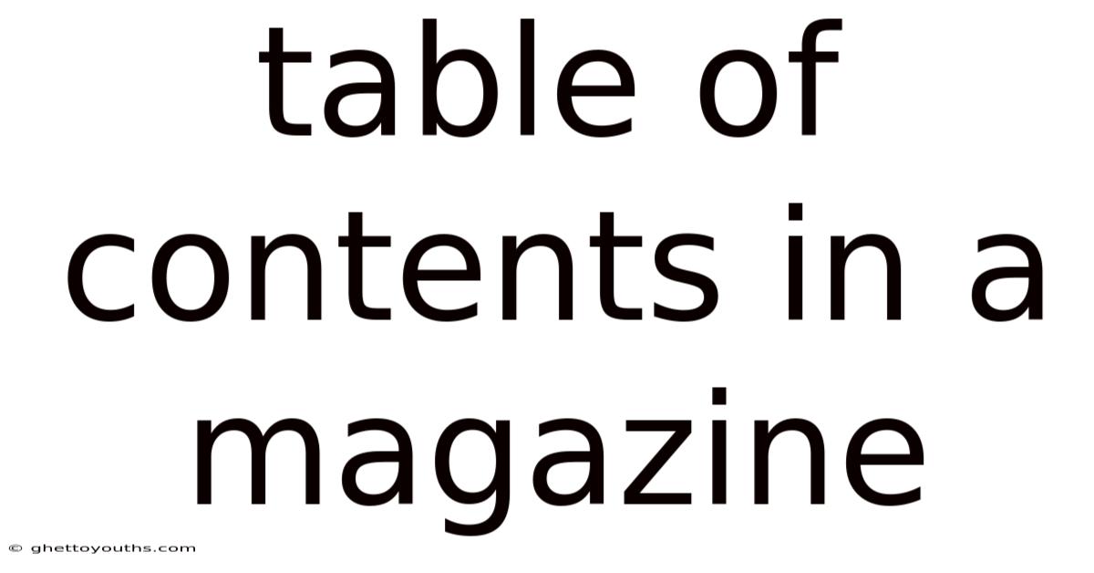 Table Of Contents In A Magazine