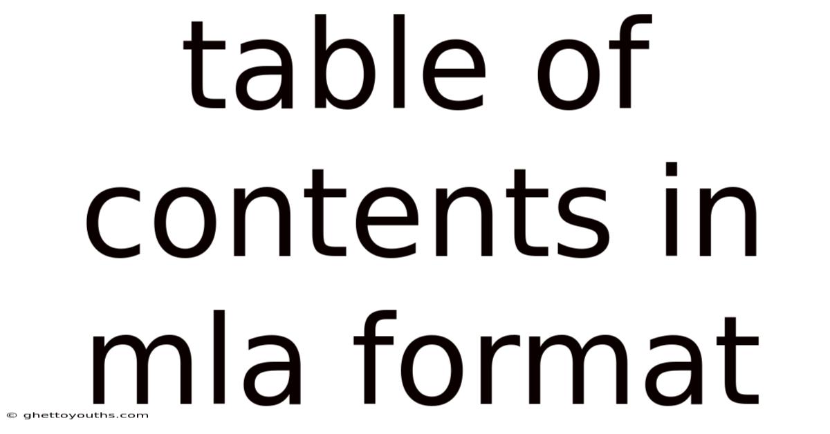 Table Of Contents In Mla Format