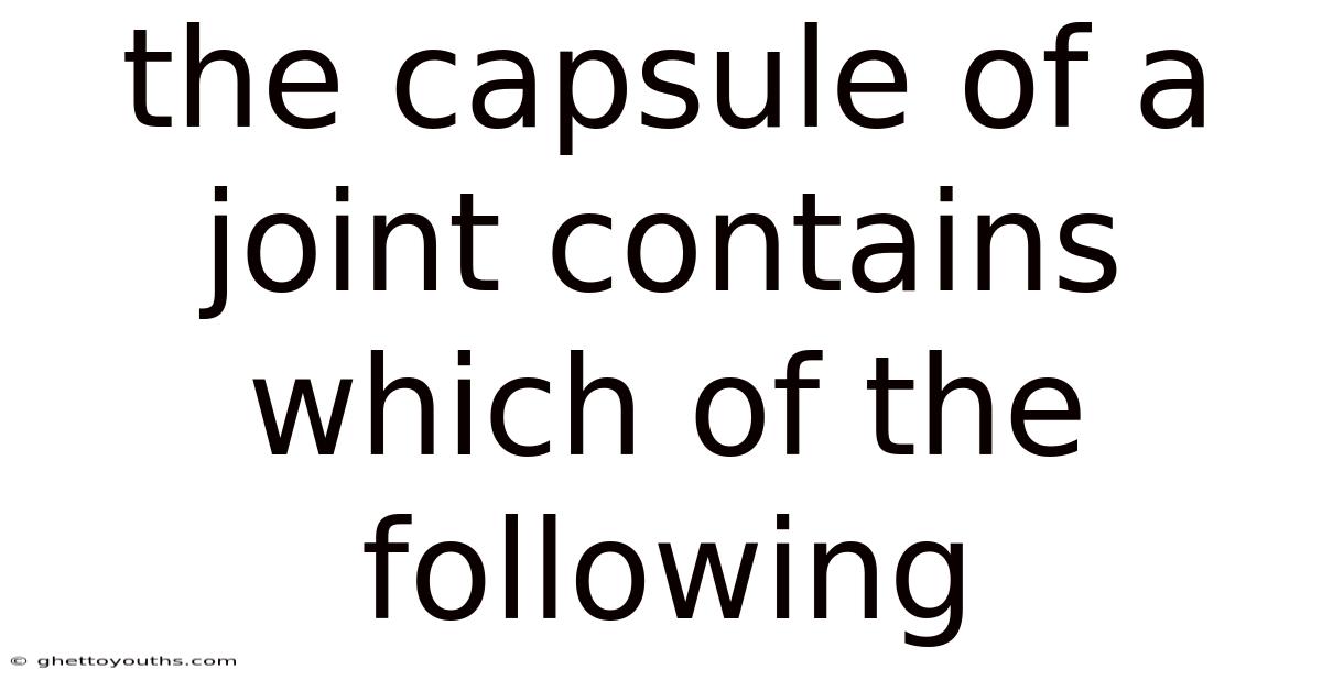 The Capsule Of A Joint Contains Which Of The Following
