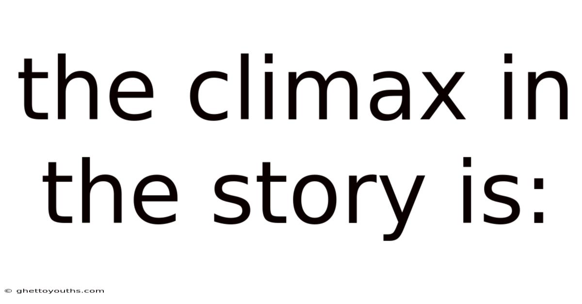 The Climax In The Story Is:
