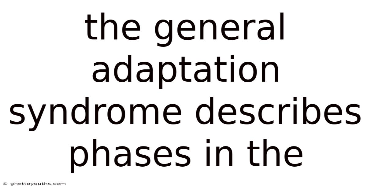The General Adaptation Syndrome Describes Phases In The