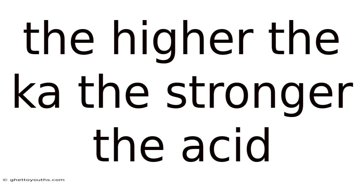 The Higher The Ka The Stronger The Acid