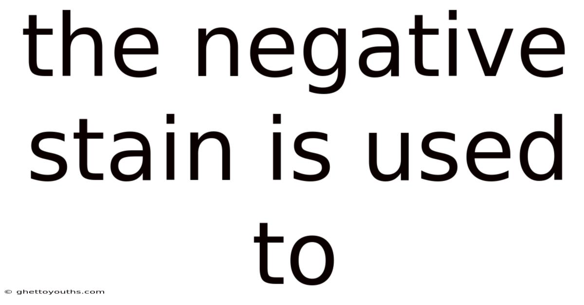 The Negative Stain Is Used To
