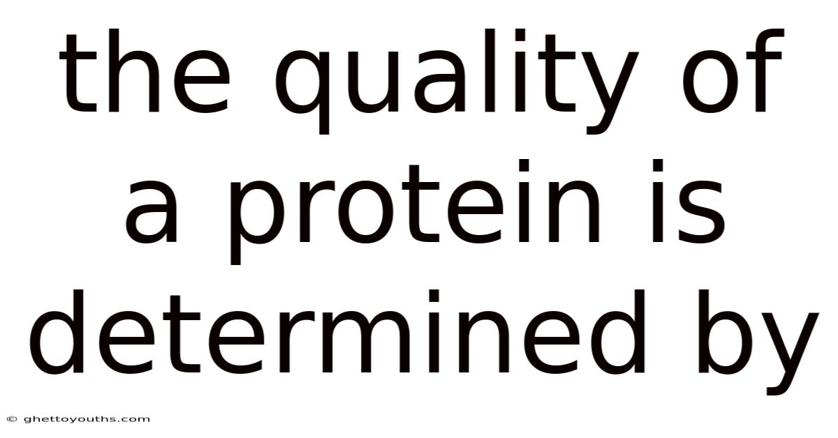 The Quality Of A Protein Is Determined By