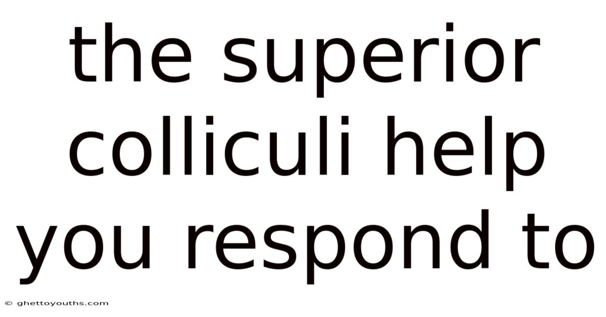 The Superior Colliculi Help You Respond To