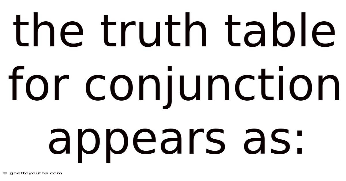 The Truth Table For Conjunction Appears As: