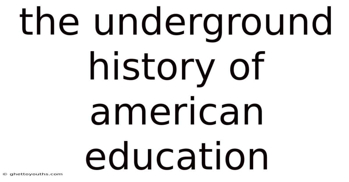 The Underground History Of American Education