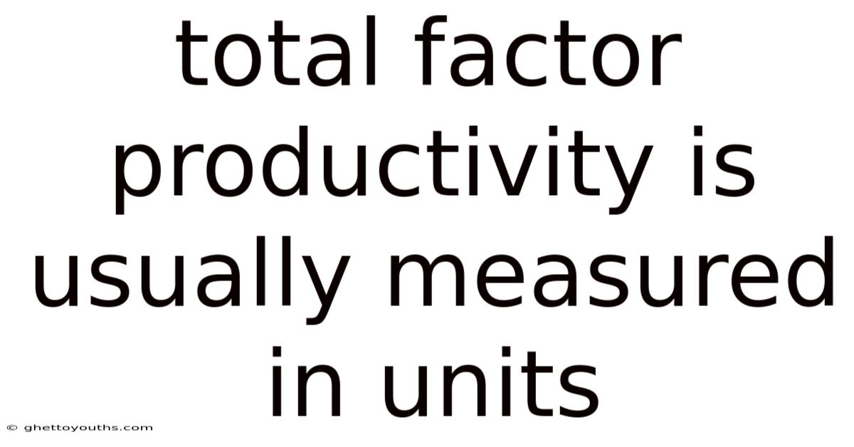Total Factor Productivity Is Usually Measured In Units