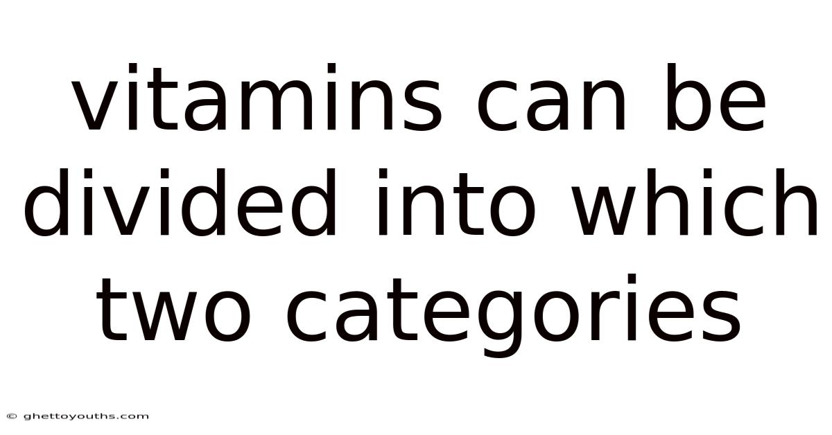 Vitamins Can Be Divided Into Which Two Categories