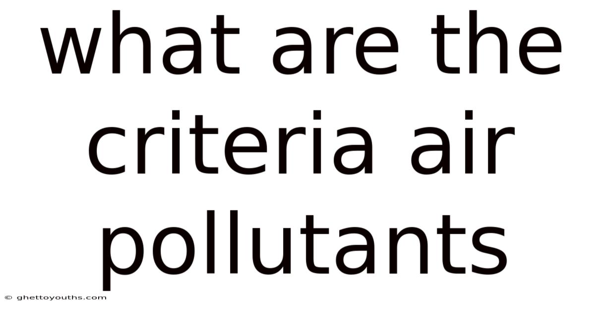 What Are The Criteria Air Pollutants