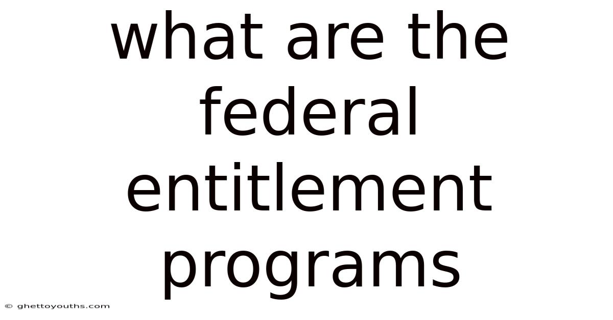 What Are The Federal Entitlement Programs
