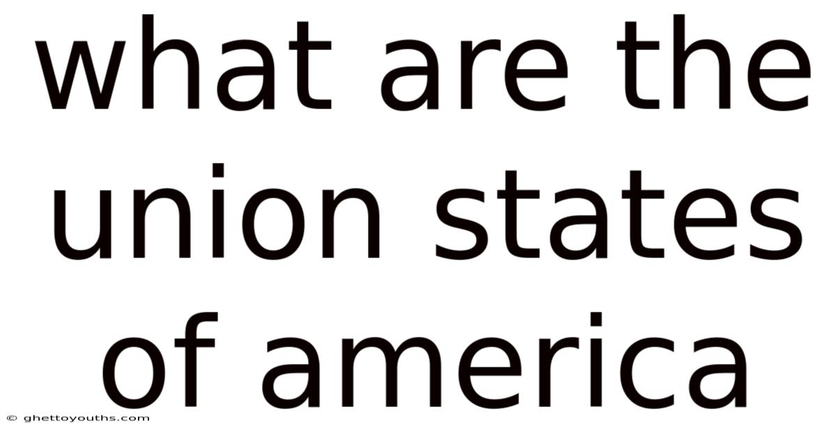 What Are The Union States Of America