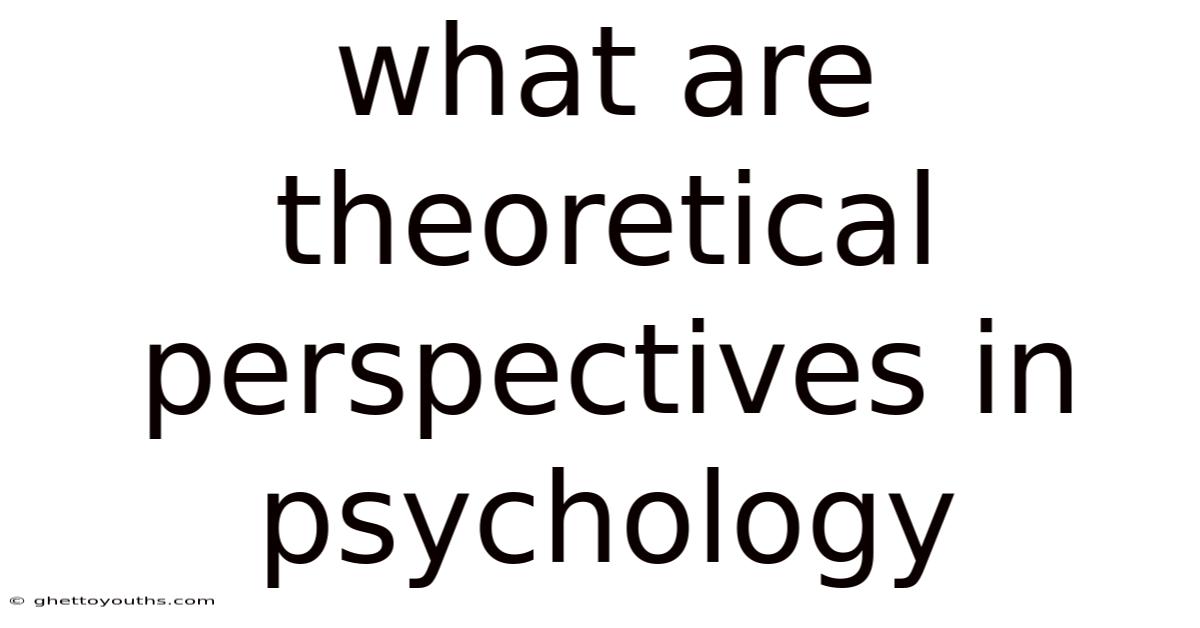 What Are Theoretical Perspectives In Psychology
