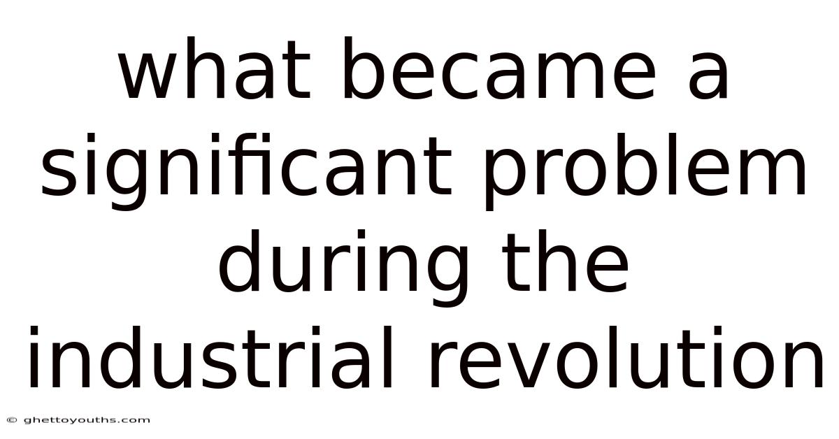What Became A Significant Problem During The Industrial Revolution
