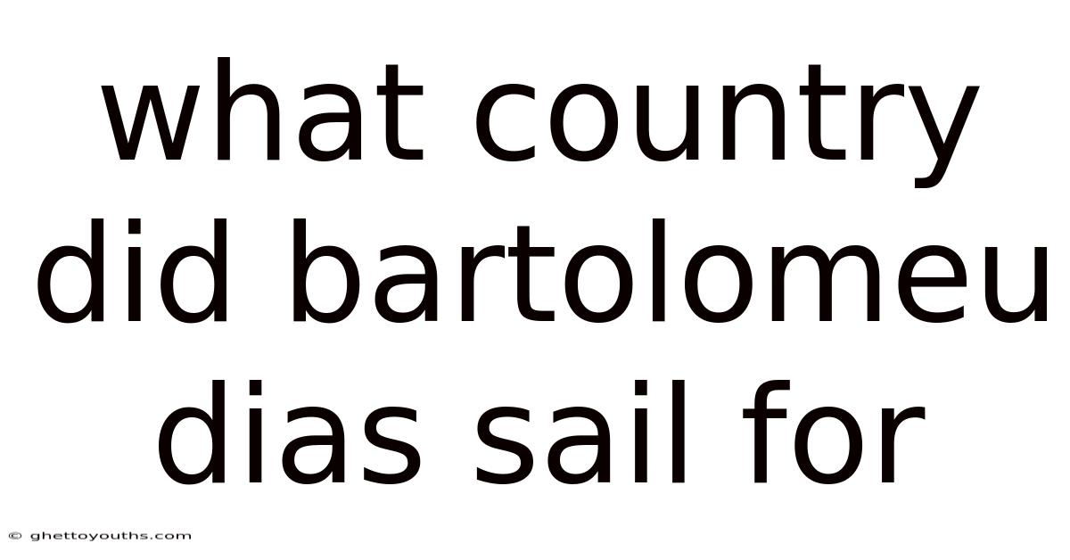 What Country Did Bartolomeu Dias Sail For