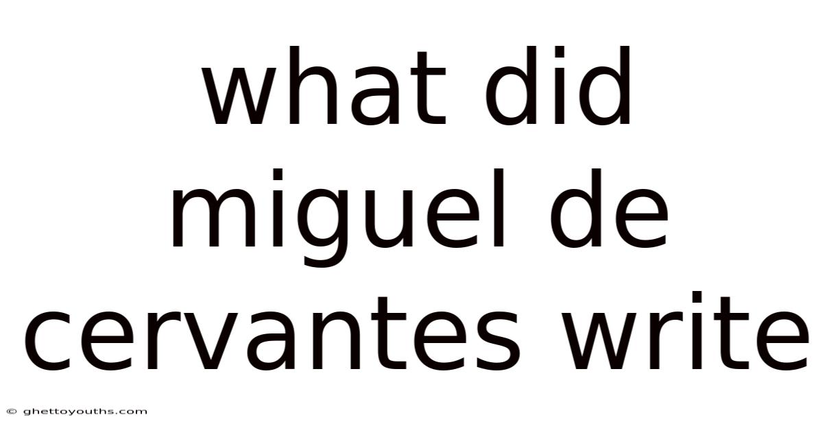 What Did Miguel De Cervantes Write