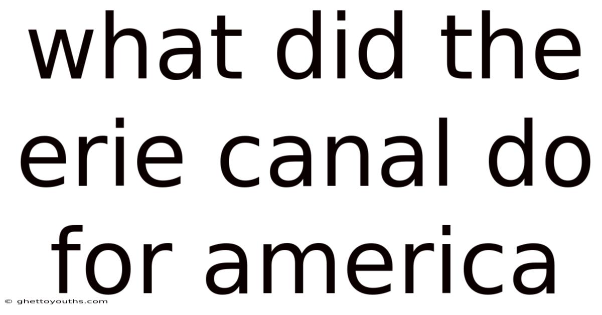 What Did The Erie Canal Do For America