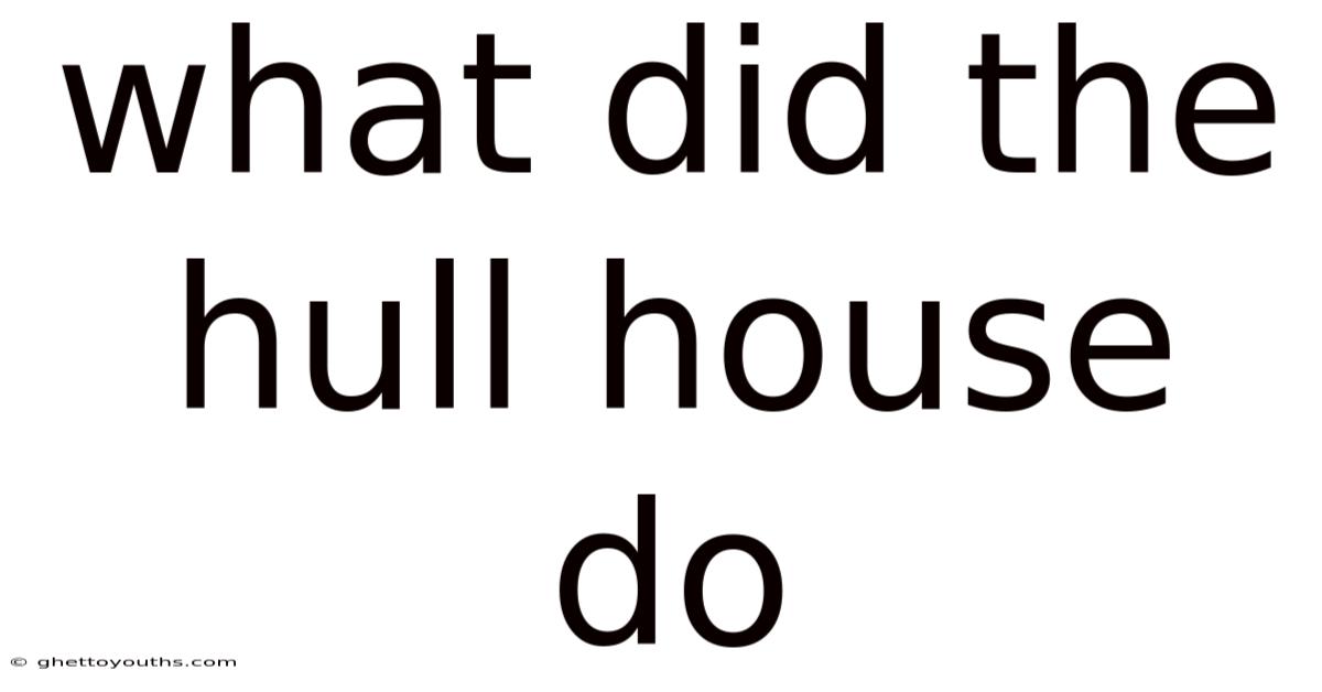 What Did The Hull House Do
