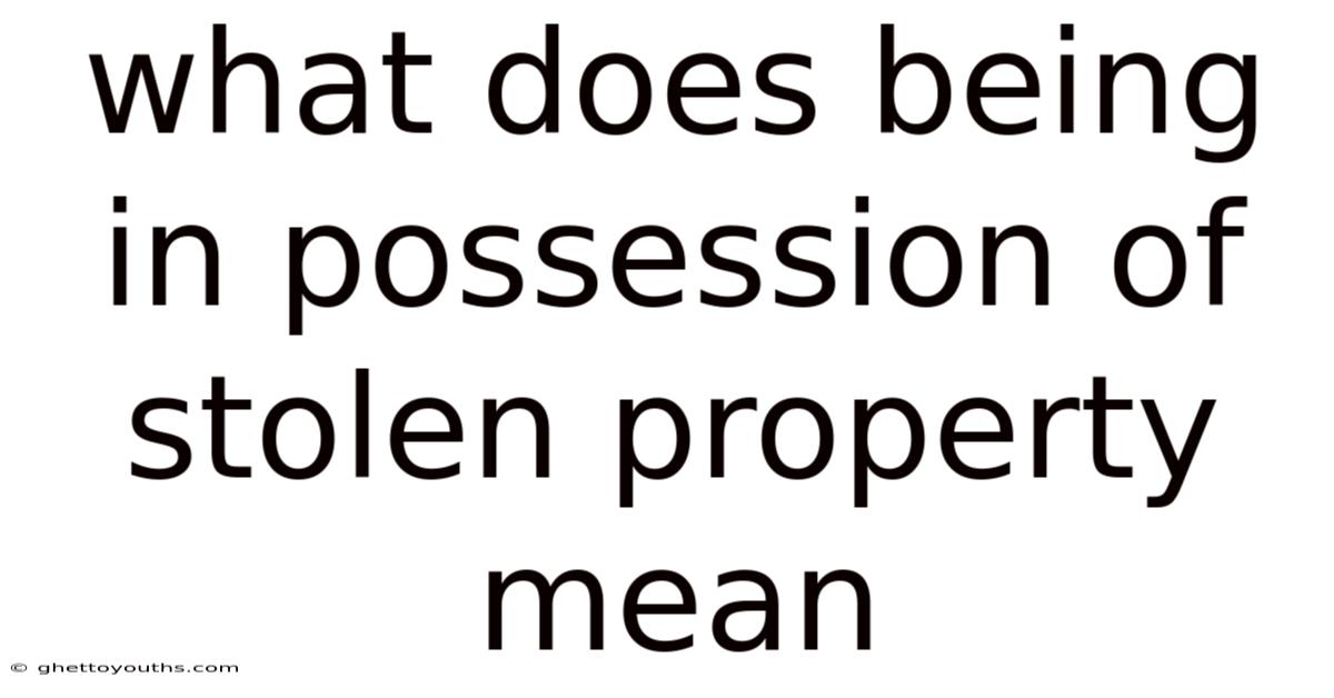 What Does Being In Possession Of Stolen Property Mean