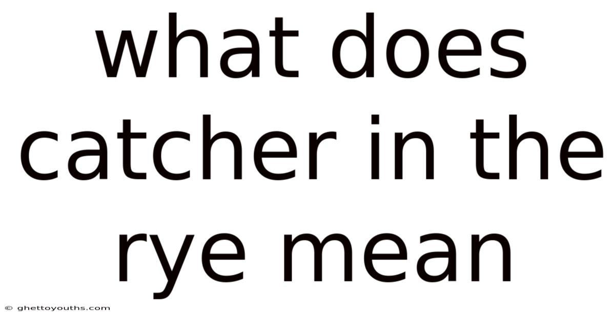 What Does Catcher In The Rye Mean