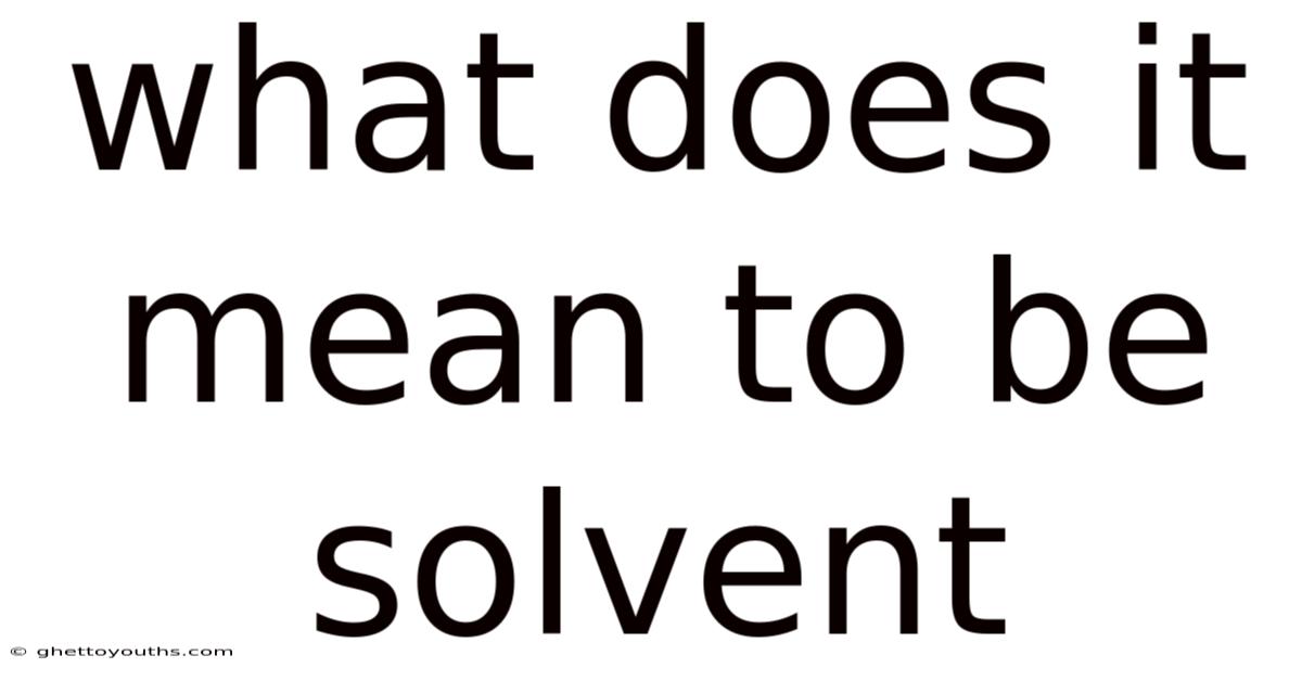 What Does It Mean To Be Solvent
