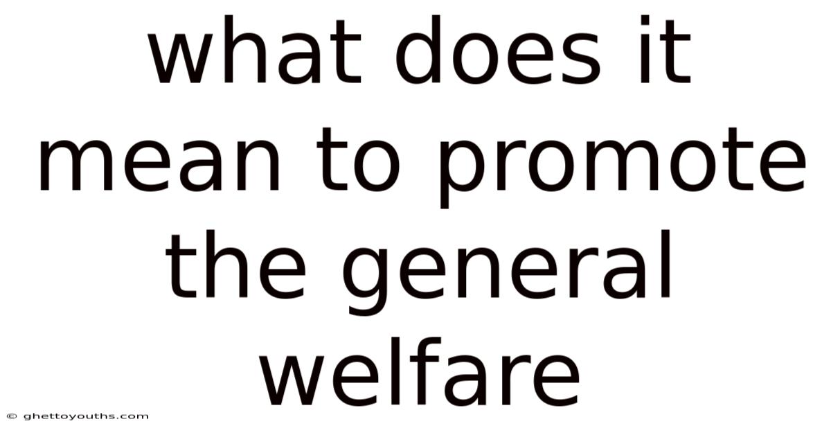 What Does It Mean To Promote The General Welfare