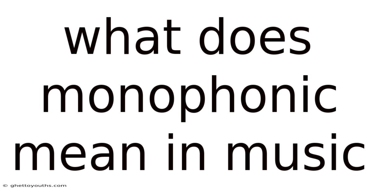 What Does Monophonic Mean In Music