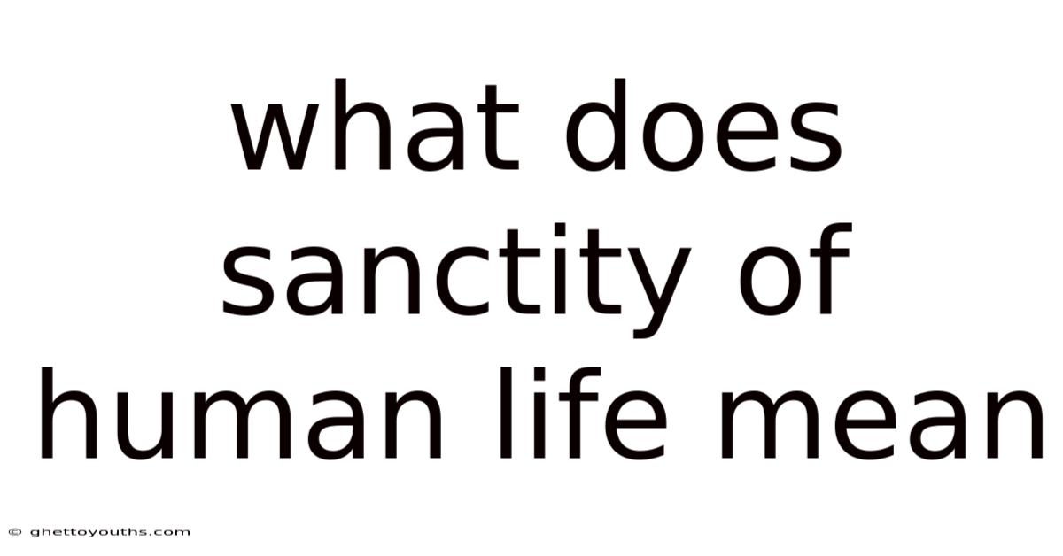 What Does Sanctity Of Human Life Mean