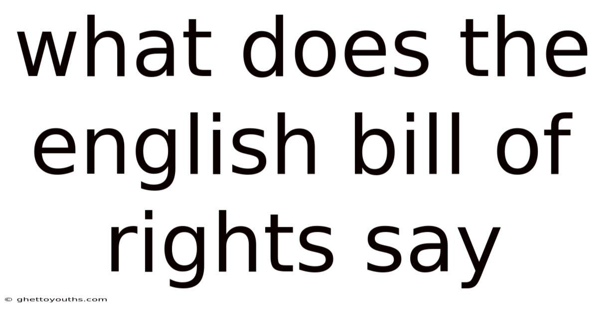 What Does The English Bill Of Rights Say
